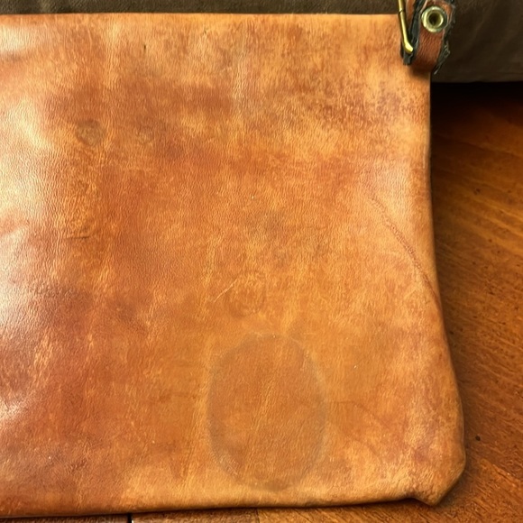 Vintage Hand Tooled Genuine Leather Mini Bag Schooner Maple Leafs - Picture 8 of 11